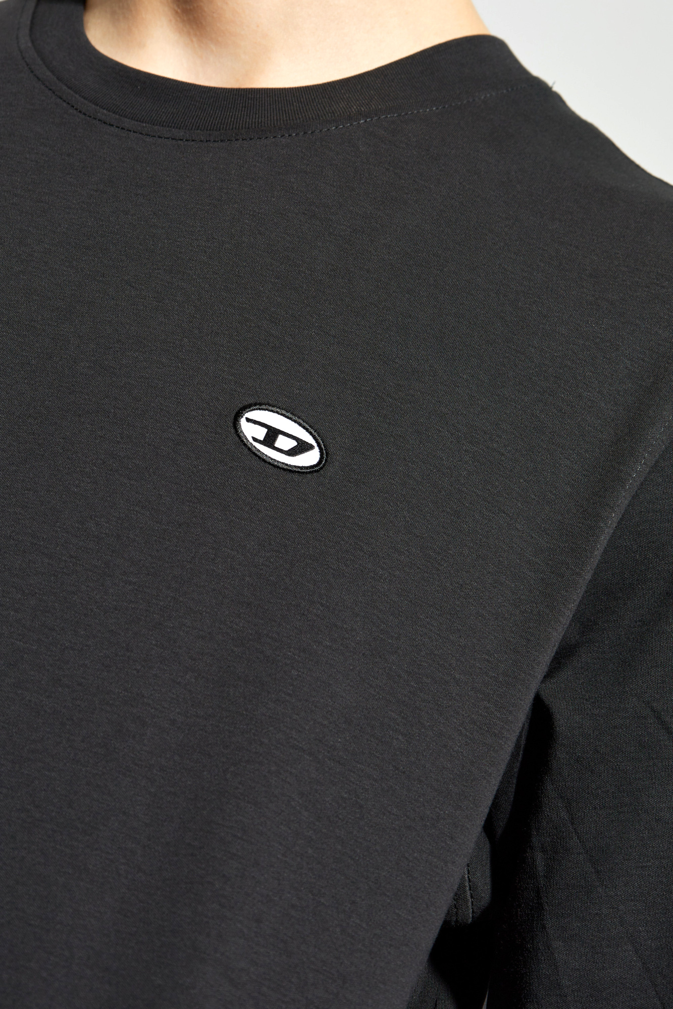 DIESEL T-アジャストDoval-pjTシャツ Men's T-shirt with Oval D patch | Blue | Diesel